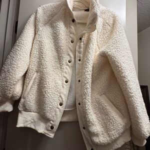 White Teddy Jacket with Plush Texture